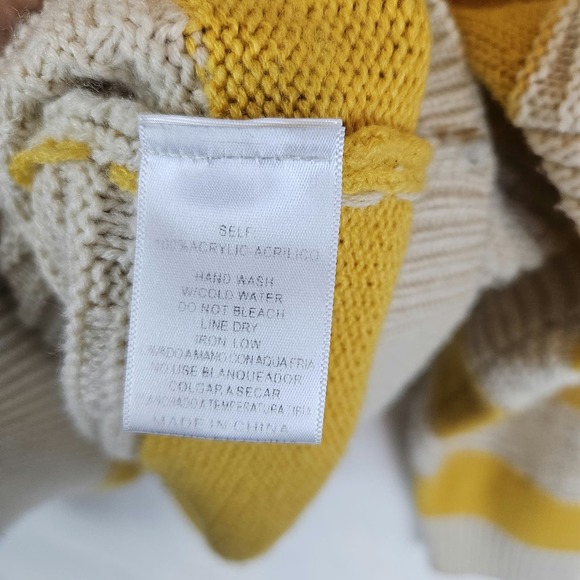 Listicle yellow and cream striped sweater, size M - Picture 3 of 4